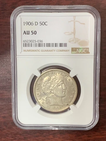 1906-D Barber Half Dollar NGC AU 50 Cover