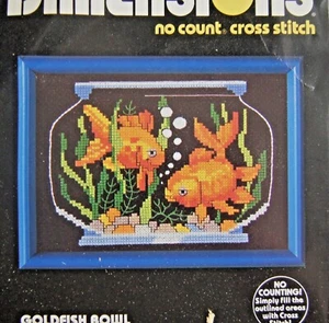 Dimesions GOLDFISH BOWL No Counted Cross Stitch Kit #6655 7" X 5" - Picture 1 of 3