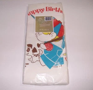 Vintage Mid Century Happy Birthday Party Paper Tablecloth, Boy Baseball Dog - Picture 1 of 7
