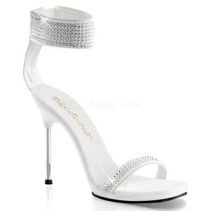 Pleaser USA CHIC-40 Sandale weiß Nubuk/weiß UK2 AUF LAGER - Bild 1 von 1