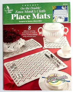 Crochet on the Double Faux Monk's Cloth Place Mats Patterns Book Table Runner + - Picture 1 of 2
