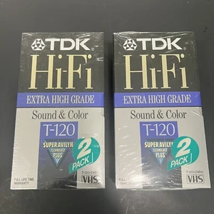 TDK VHS Hi-Fi Extra High Grade Sound & Color T-120 Blank Tape New Sealed - Picture 1 of 5