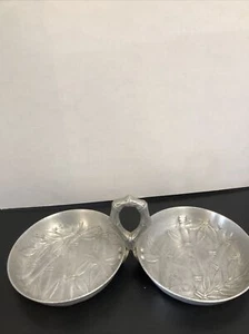 Vintage Everlast Forged Aluminum Double Serving 6" Trays w/Handle Bamboo Motif - Picture 1 of 5