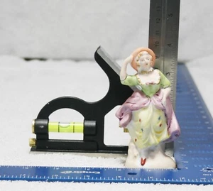 VTG Porcelain Woman Yellow Skirt Green Top Orange Hat Hand Painted 4" - Picture 1 of 8