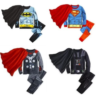 Conjuntos de pijamas de superhéroe para niños Capitán América Spider-Man Thor Hulk Ironman Trajes Foto 1 de 4