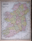 Ancienne 1892 ~ Carte IRLANDE ~ Carte Atlas authentique (11x14) S&H gratuite #P244