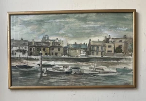 Original Mid Century Modernist London Thames Watercolour Painting By F B Wright - Picture 1 of 8