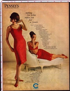 1963 PENNY'S Chemstrand Nylon ADONNA Bellissime calze rosse da donna pubblicità stampa vintage - Foto 1 di 1