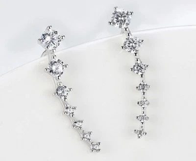 Pendientes de plata esterlina 925 con oreja y brazalete escalador circonita cúbica de cristal encanto para mujer K51 Foto 1 de 4