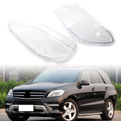 Pair Headlight Headlamp Lens Cover Fit Mercedes W166 2012 - 2015 Left & Right - Image 1 of 4