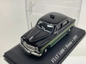 ALTAYA FIAT 1400 TAXI ROMA 1955 -BLACK+GREEN 1:43- GOOD IN SHOWCASE - Imagen 1 de 4