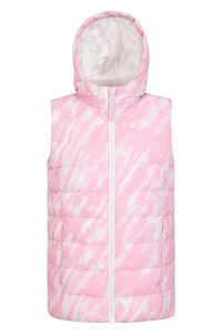 Mountain Warehouse Kids Hooded Gilet Water Resistant Girls Breathable Zip Vest - Picture 1 of 7