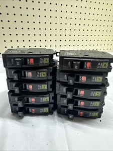 SQUARE D Circuit Breaker LOT of 10~ 120/240VAC 20A 22kA 22000A Interrupt Rating - Picture 1 of 5
