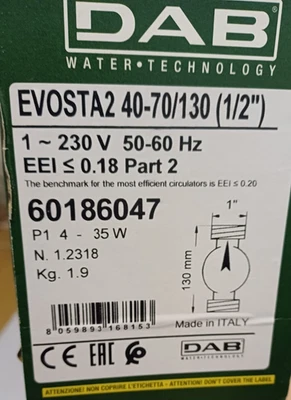 CIRCOLATORE ELETTRONICO DAB EVOSTA 2 40-70/130(1/2") - Immagine 1 di 3