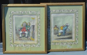Pair Gillray Caricatures Asleep/Wide Awake Framed - Picture 1 of 5