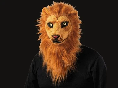 Lion Mask Adult Halloween Costume Overhead Moving Mouth Realistic Animal Head - Image 1 of 4