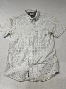 Vans Men’s Button Up Short Sleeve Shirt Size Small White Geometric pattern - Picture 1 of 5