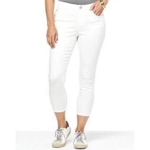 Skinnygirl Pull On Mid Rise Skinny Crop Injeanious Stretch Jeans White 32P / 14P - Picture 1 of 20