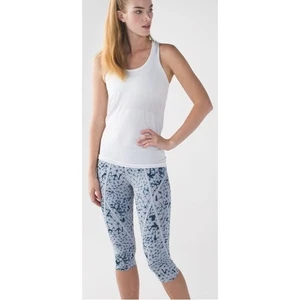 Lululemon Athletica Pedal Pace Crop Size 6 Leggings Geometric Print Silver Navy - Picture 1 of 10