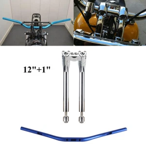 12"+1" Handlebar Riser Kit 1-1/4" Handlebar For Harley Dyna Street Bob FXDB FXDF - Picture 1 of 8