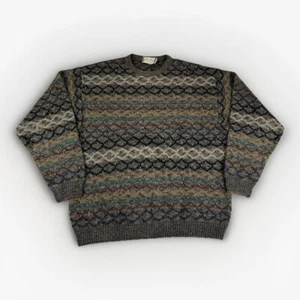 Vtg Riscatto Portofino Sweater Mens XL Cosby Geometric Wool Blend Y2K Italy Made - Picture 1 of 7