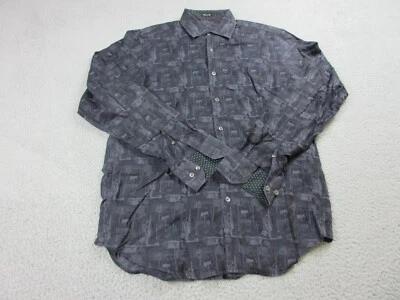 Bugatchi Uomo Shirt Mens Large Black Button Up Preppy Classic Flip Cuff - Image 1 of 4