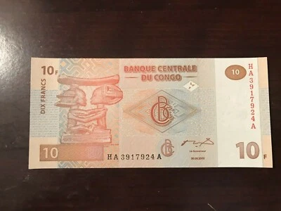 2003 Congo 10 Francs Banknote; Crisp, Uncirculated - Image 1 of 2