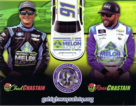 2023 CHAD & ROSS CHASTAIN "GA HIGHWAY SAFETY PROTECT YOUR MELON" NASCAR POSTCARD Cover