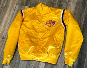 Vintage 80's Starter Los Angeles Lakers NBA Satin Jacket Men’s L Yellow USA - Picture 1 of 20