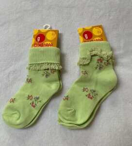 Gymboree Spring Blossoms Green Floral Lace Edge Cuffed Socks S or M/L NWT