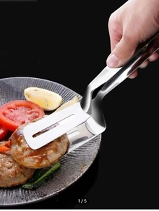 Stainless Steel Steak Clamp Food Tongs Clip Bread Meat BBQ Kitchen Cooking Tool - Picture 1 of 2