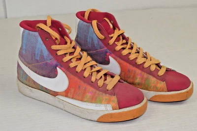 Vintage Nike High Top Sneakers Size 7 90s Rainbow Nike Script Big Swoosh Nylon - Image 1 of 4