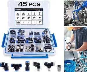 Luftschlauchverschraubung Luftleitung Fitting Kit PU/PA/PE/PVC Schläuche KFZ Werkstatt - Bild 1 von 9