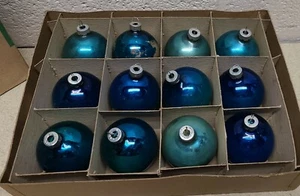Adornos Brite Brillantes Vintage Azul Verde - Decoración de Navidad - 12 con Caja y Perchas - Imagen 1 de 6