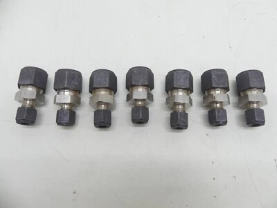 (Set of 7) 1/2" to 1/4" Parker Double Ferrule Compression Fittings with Nuts - Image 1 of 3