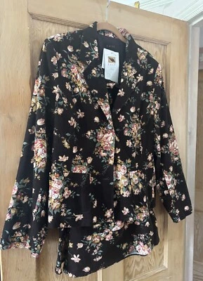 Traje East Floral Algodón Damas - Chaqueta Reino Unido 16 y Falda UK14 - Nuevo Con Etiquetas Foto 1 de 4