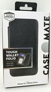 Case-Mate Leather Wallet Folio Case for iPhone 12 / iPhone 12 Pro, Black