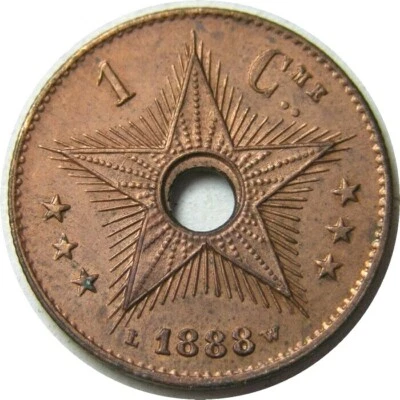 elf Congo Free State 1 Centime 1888   Star - Image 1 of 2