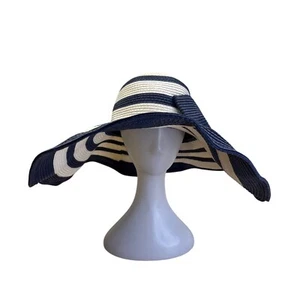 Vineyard Vines Kentucky Derby Wide Brim Navy & White Striped Sun Hat - New - Picture 1 of 22