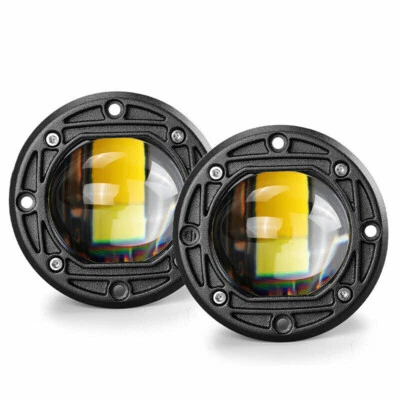 2Pcs 3 Inch Car LED Lens Work Light Flush Mount Dual Color Fog Lamp Waterproof - Image 1 of 4