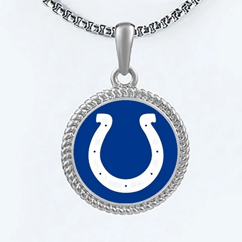 Indianapolis Colts Womens Mens Round Link Chain Pendant Necklace w Gift Pk D22 Cover