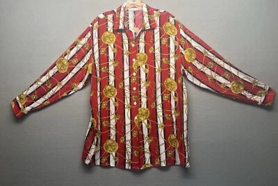 Venezia женщин красный белый золотой длинным рукавом с воротником рубашка на пуговицах размер 14 / 16 - Изображение 1 из 4