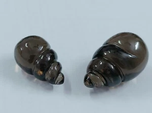 Smokey Quartz Conch/Drop Carving Black Color 2 Pieces 66 Cts. Natural Gemstone - Picture 1 of 12