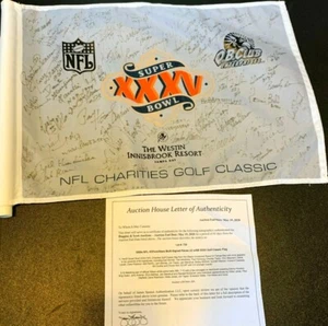 Chuck Noll Jim Taylor Herschel Walker Flutie Hornung auto Super Bowl 35 flag JSA - Picture 1 of 1