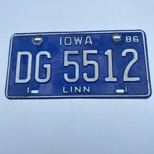 Vintage 1986 Iowa License Plate "DG 5512" Linn County - Picture 1 of 5