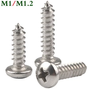 M1 M1.2 304 Stainless Steel Phillips Pan Head Self Tapping Screws Wood Screws - Picture 1 of 12
