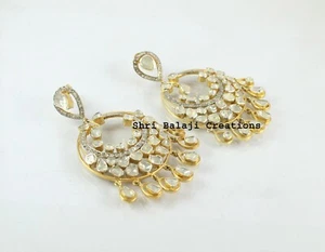 Earring Jewelry Natural Rosecut Diamond Uncut Polki 925Sterling Silver Earring - Picture 1 of 3