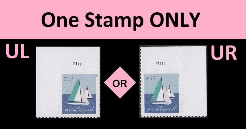 US 5747 Sailboats Green postcard rate plate single MNH 2023 - Image 1 of 1
