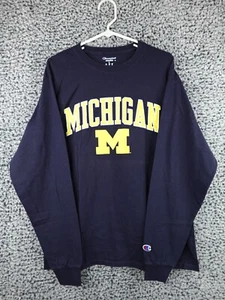 Champion Michigan Wolverines Crewneck Long Sleeve Shirt Black Size L - Picture 1 of 12