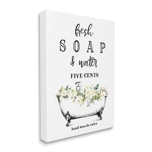 Stupell Industries Fresh Soap And Water Bath Tub Bathroom Design Canvas Wall ... - Picture 1 of 7